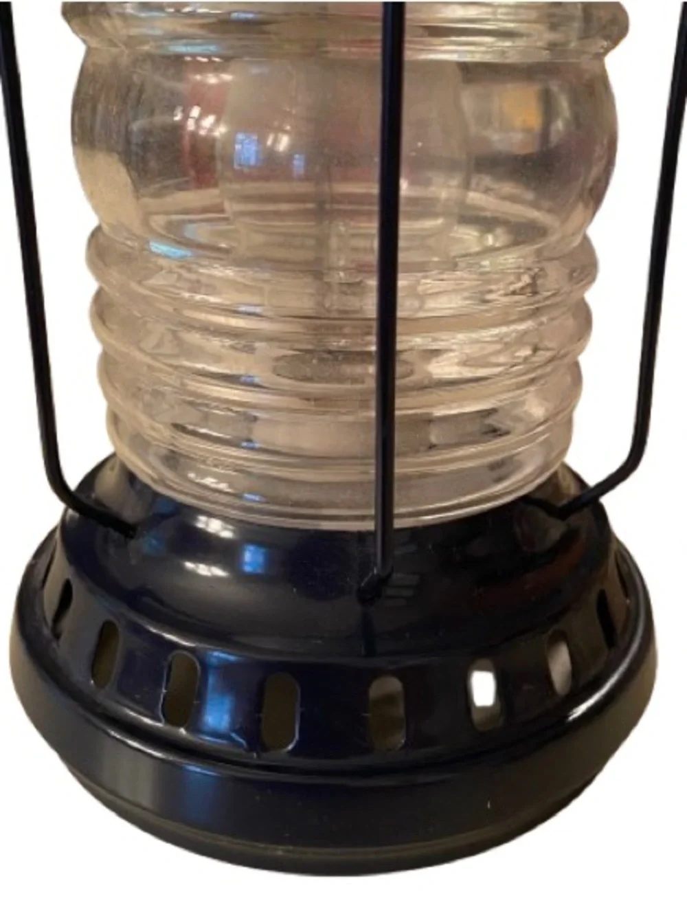 Pottery Barn Kids Electric Lantern Lamp Blue Metal Glass Nautical Coastal Works